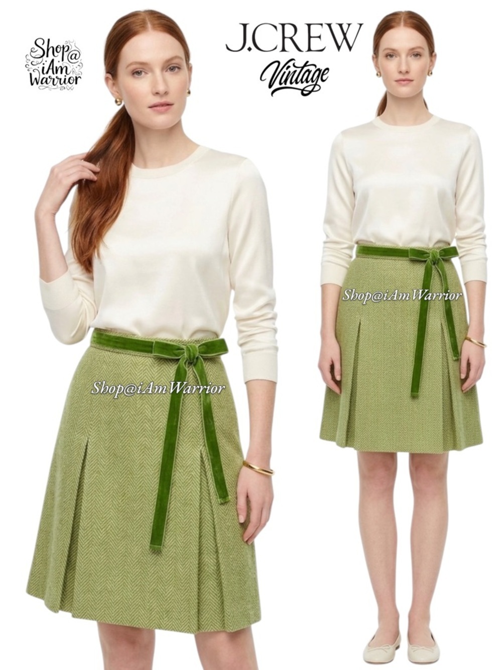 J.Crew vintage velvet belted herringbone pleated wool skirt *shop@iamwarrior